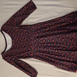 Navy Blue Floral Kids Casual Dress